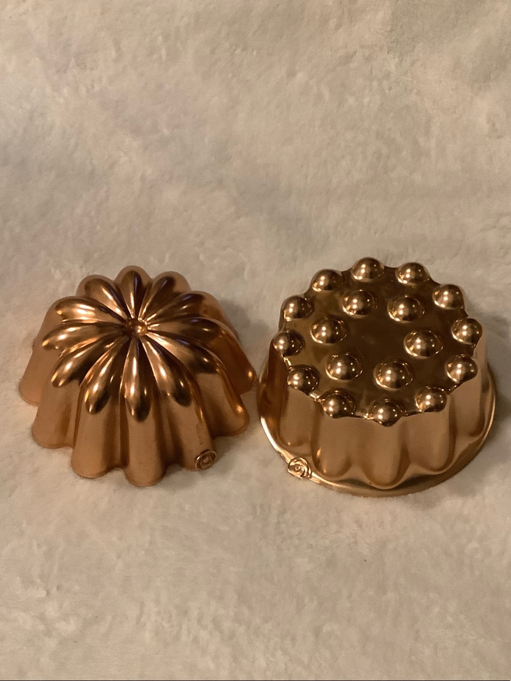 Vintage Mid-Century Copper Tone Jello Molds - Mirro Style Pair